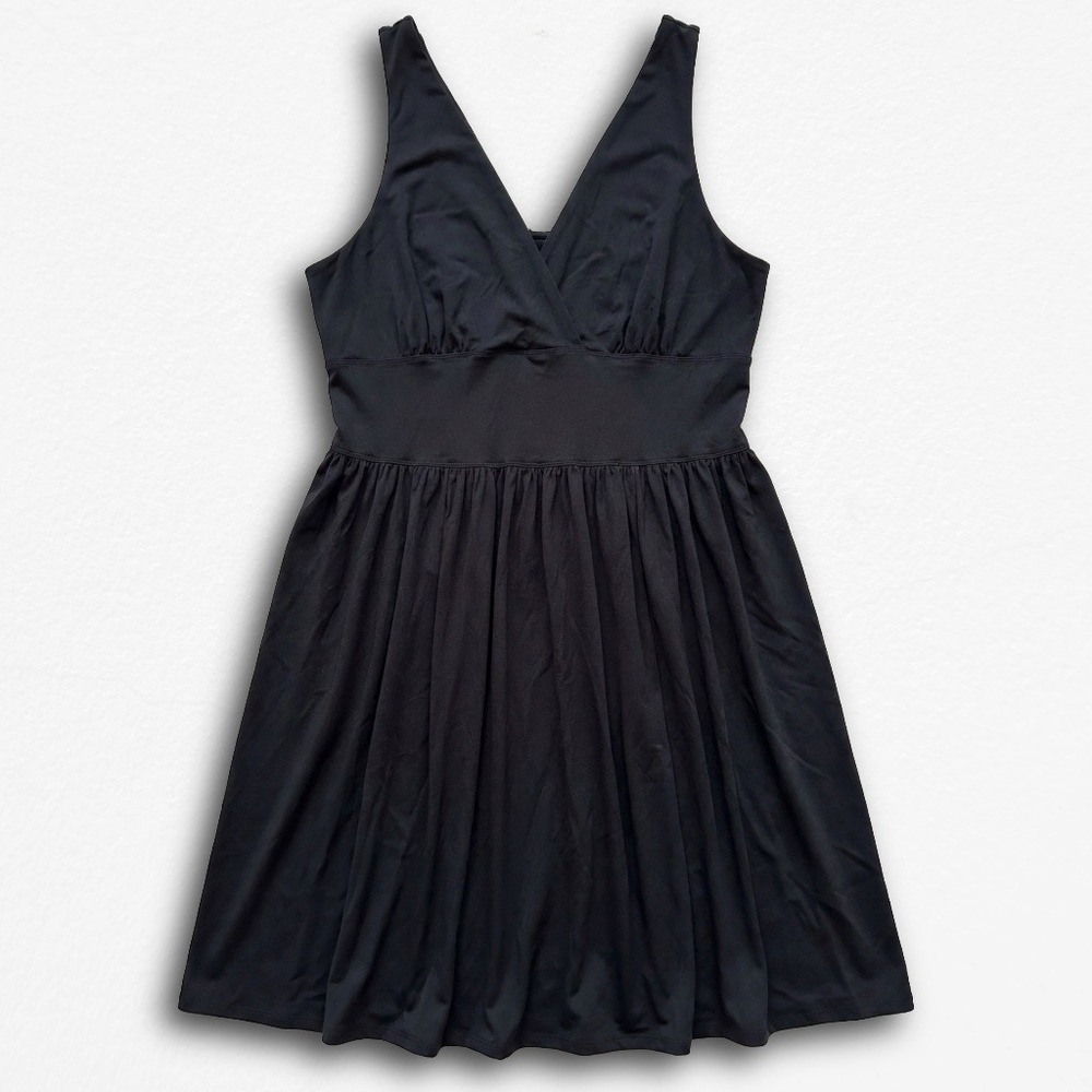 Tripp NYC Vintage Y2K Black V-Neck Empire Waist Skater Dress Womens 3X‎